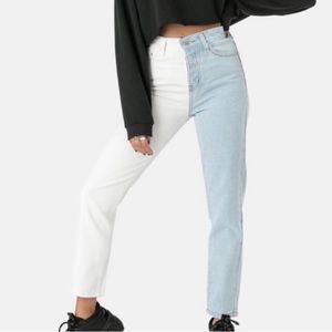 BNWOT Adika Two Toned Jeans (White and Light Denim)
